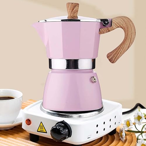 MORDEN MS Moka - Estufa de café expreso de 6 tazas, cafetera italiana de 10 onzas, cafetera cubana manual roja, cafetera italiana para capuchino o