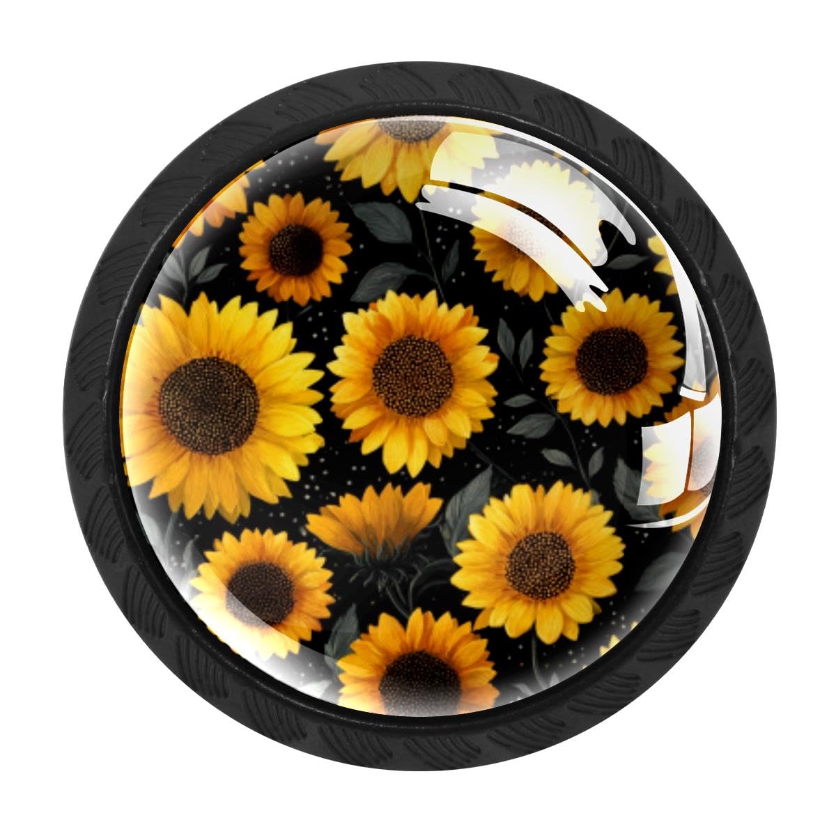 HEOEH 4 PCS Kitchen Cabinet Knobs, Sunflower Drawer Knobs Dresser Handles