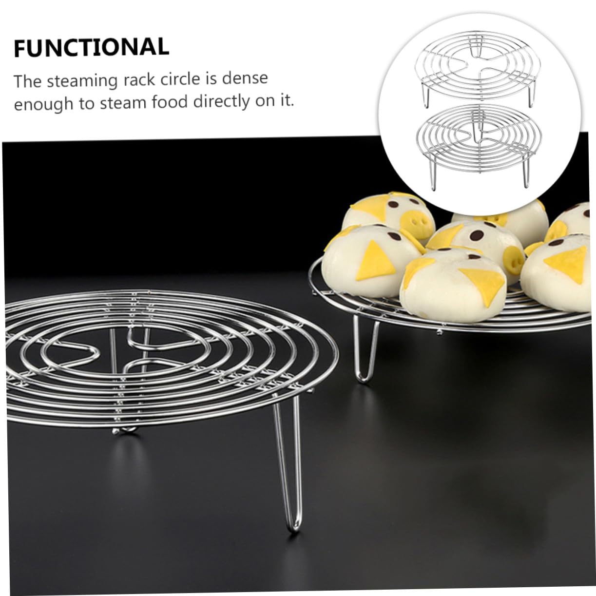 Steamer Basket 2 Pezzi in Acciaio Inox, Argento, Vapore