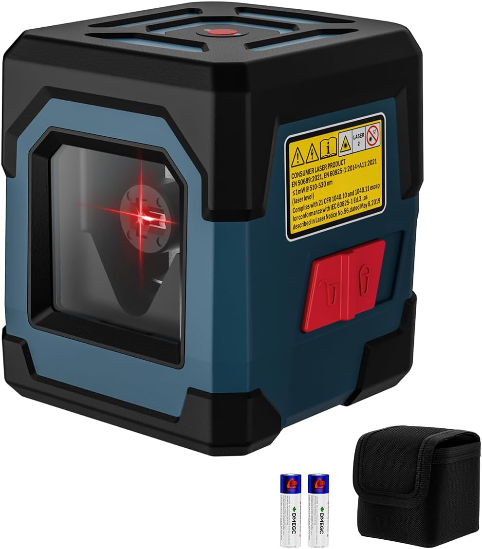 Laser Level,RockSeed Cross Line Laser Leveler Horizontal and Vertical Points Rotatable 360 Degree Self Levelling Spirit Levels Manual/Self-Leveling Mode IP54 Carrying Pouch,Battery Included