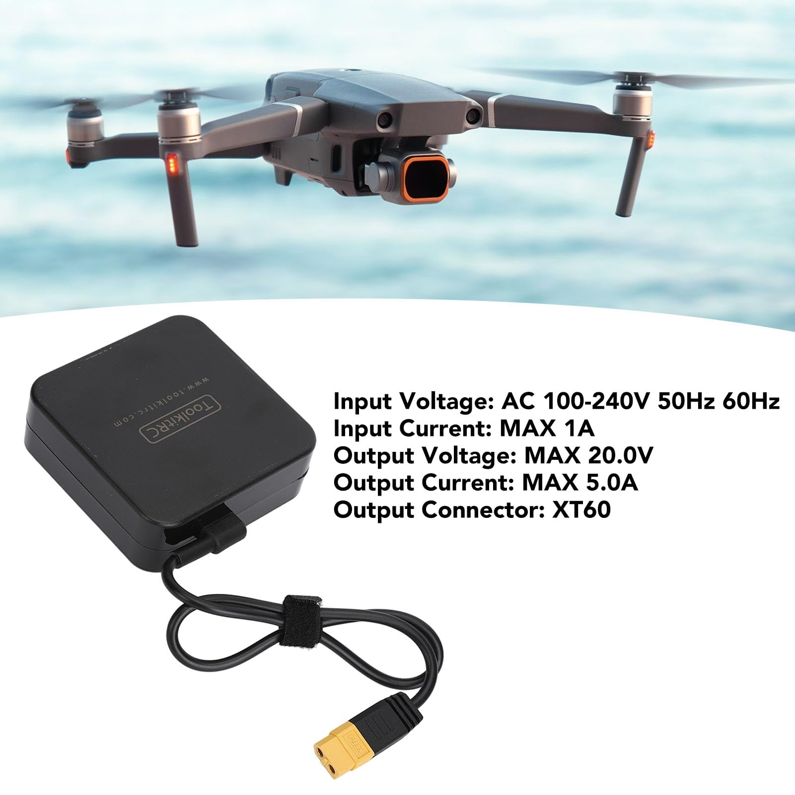 Fuente de Alimentación 100W, Salida Estable 20V 5A, Cargador Batería Drone RC, Voltaje Entrada 100-240V con XT60, for Pilotos Drones y Entusiastas RC en Exteriores o Talleres