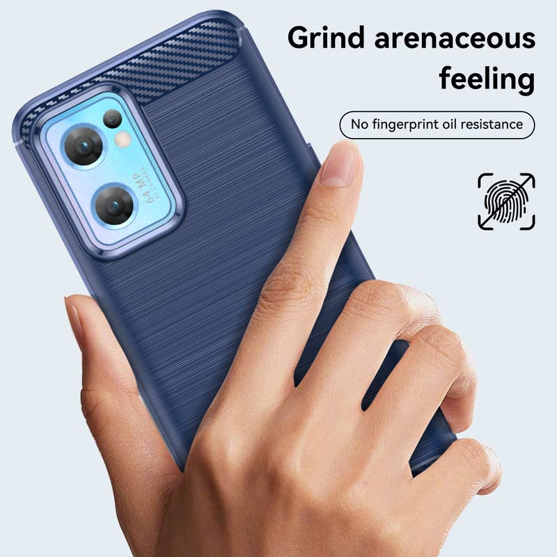Image of Hybrid Carbon Fiber Back Case for Oppo Reno 7 5G (Blue)