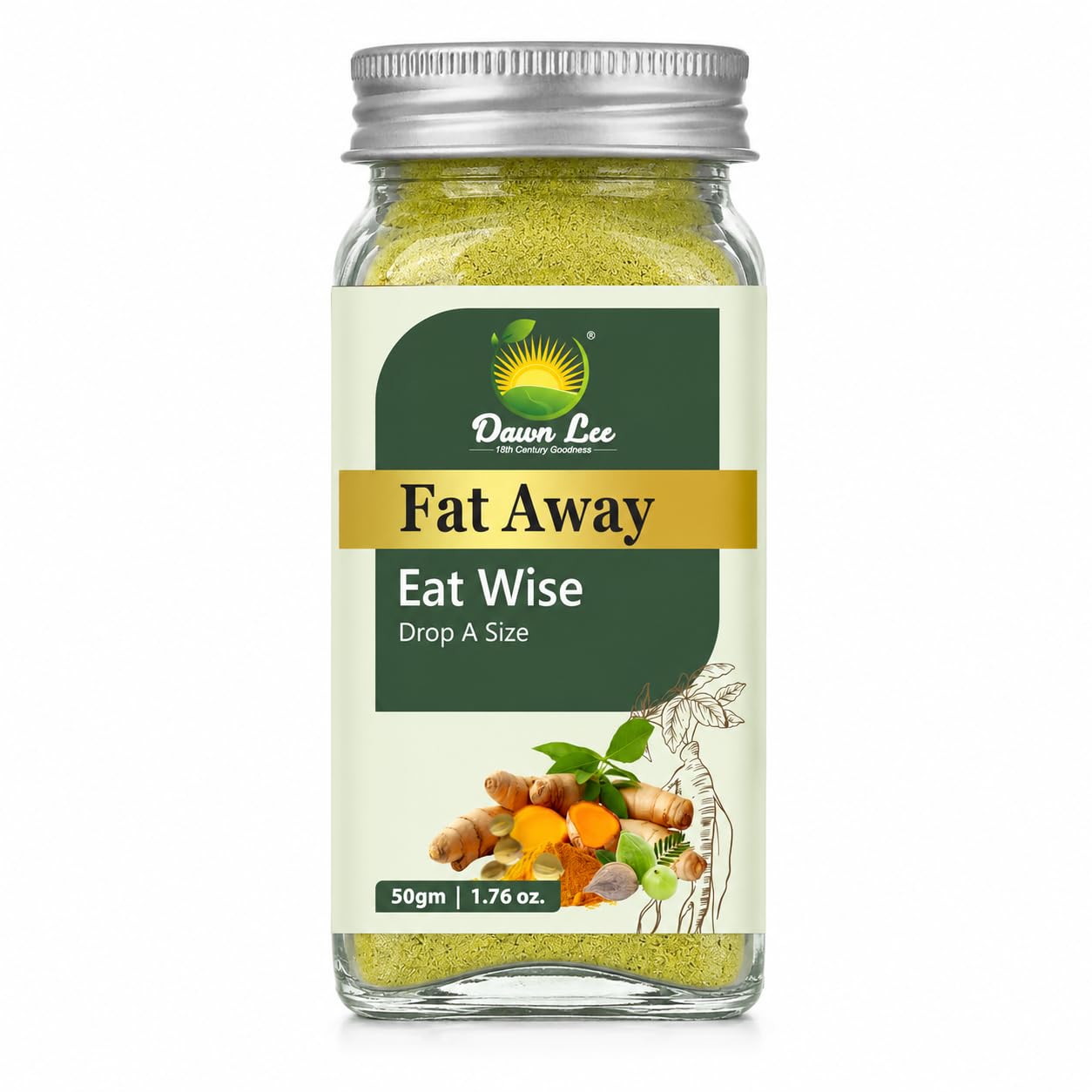 [BRSRA2T6BEHRAALZ] Dawn Lee Fat Away 50g | Healthy Weight Management Powder For Men & Women With Garcinia Cambogia Fenugreek Powder, Cinnamon, Triphala | Slimming Herbal Drink Support Fat Loss, Metabolism, Gut Health | Herbal Spices Blend Belly Fat Burner