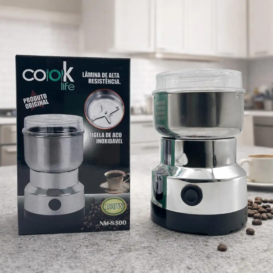 Moedor Triturador de Café Sementes e Grãos Elétrico em Inox 220V