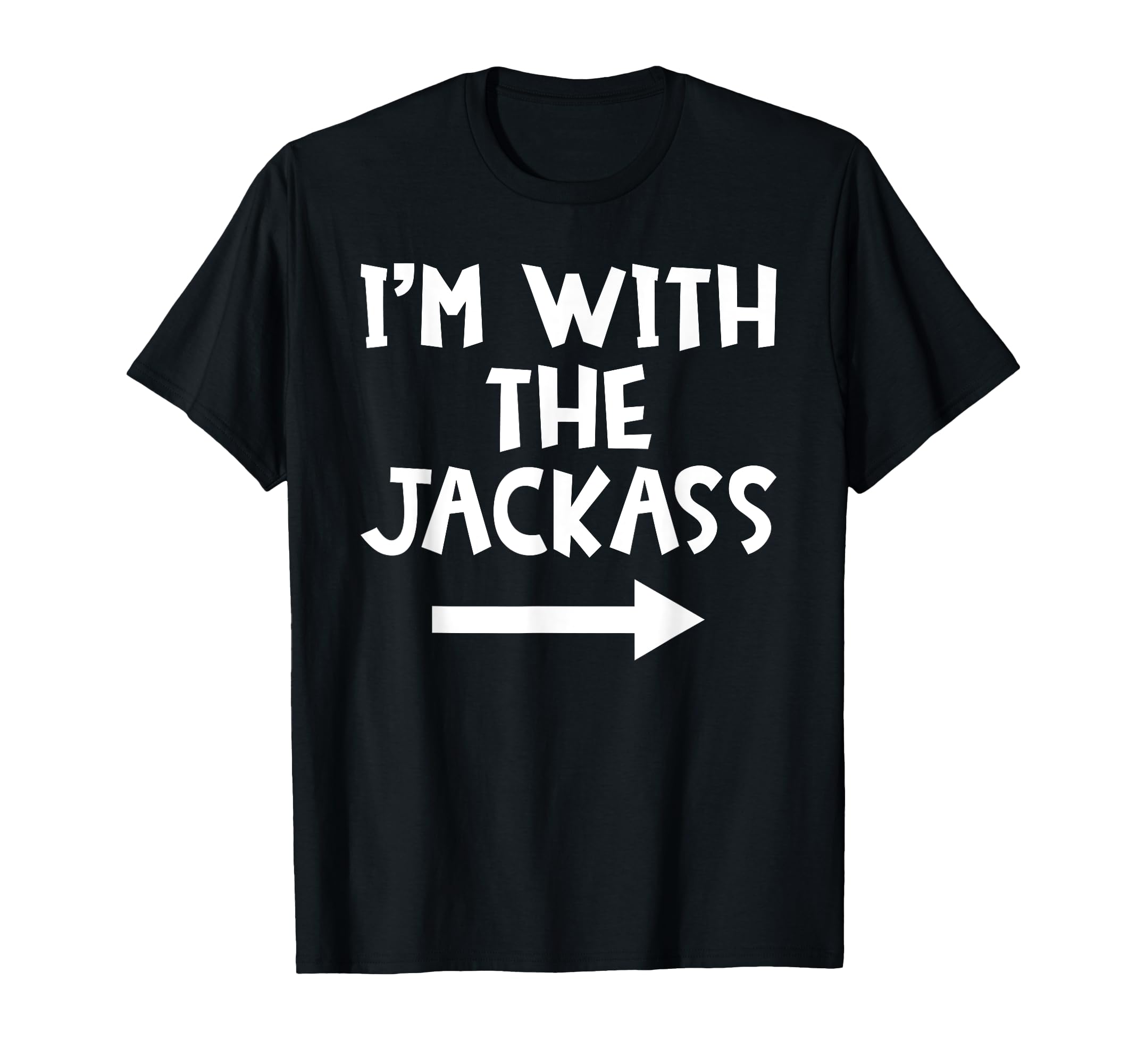 Jackass Matching Costume Lazy Easy Halloween StoreJackass Matching Costume I'm With The Jackass Funny Matching Couple Halloween T-Shirt - Black, Small, Short Sleeve, Unisex-Adult, Casual, Cotton Blend, Crew Neck, Regular Fit, Machine Wash