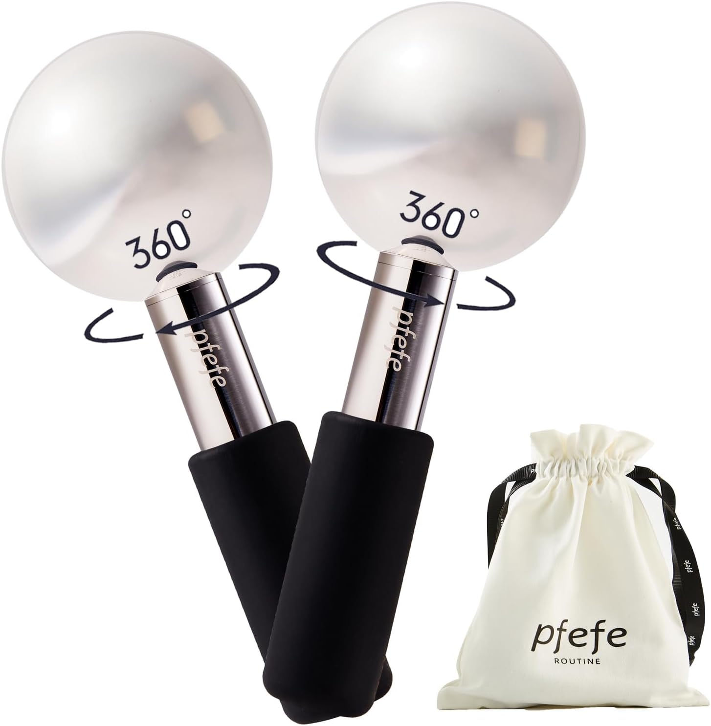360 Rotating Ice Globes for Face & Eyes, Unbreakable Stainless Steel Cryo Sticks for Beauty Routines, Facials Cold Roller Colling Globes for Puffiness, Wrinkles, Dark Circles, Headaches
