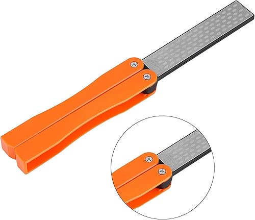 Miniatura 4 de Sacapuntas de diseño plegable, al aire libre que acampa de doble cara 400/600 # sacapuntas piedra piedra afiladora herramienta de afilar (amarillo)