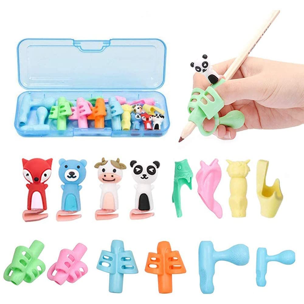 Homarket 15Pcs Pencil Grips for Kids Writing. Handwriting aid, Posture Correction, Pen Holder (Blue)