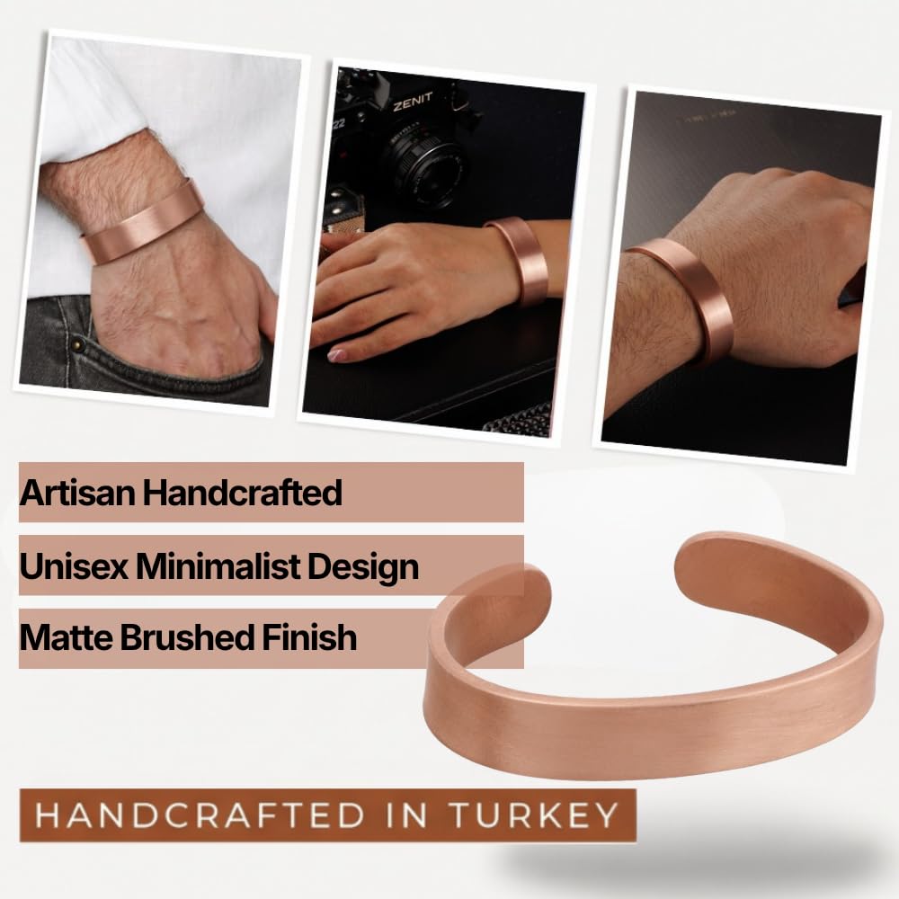 DEMMEX 3 mm dickes reines türkisches Kupferarmband, massiv, unbeschichtet, nicht magnetisch, Kupferstärke, 1/8 Zoll dick, dicker als seine Art und ein echter Hingucker, Herbst 2024, Unisex