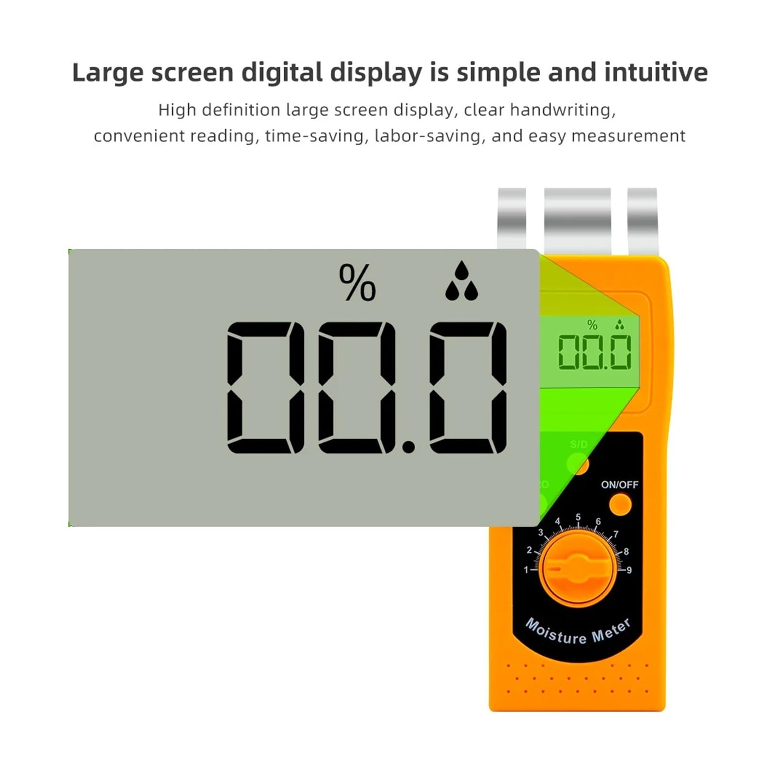 Misuratore di umidità tessile DM200T, sensore di umidità for indumenti tessili, filati, pelle e tessuti con display digitale portatile Basso errore, alta sensibilità