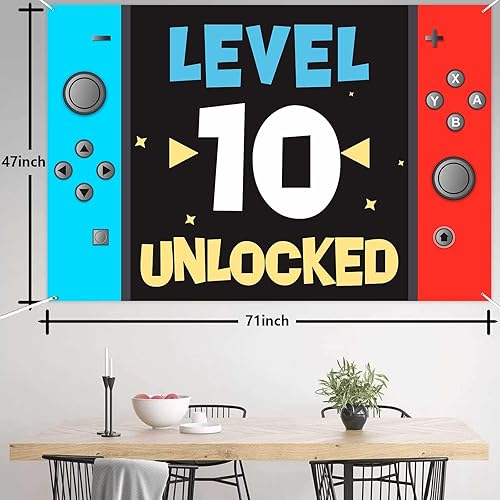 Miniatura 2 de Nivel 10. desbloqueado feliz 10. cumpleaños de nivel de fondo para cabina de fotos, accesorios para decoración temática de videojuegos juvenil para