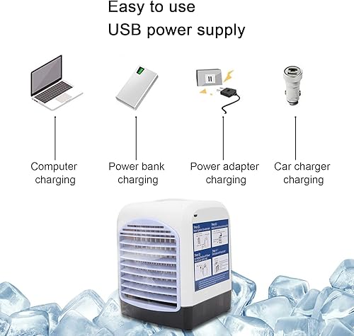 Miniatura 5 de Aire acondicionado móvil, aire acondicionado móvil 5 en 1, enfriador purificador de aire, mini ventilador de refrigeración de aire de escritorio,