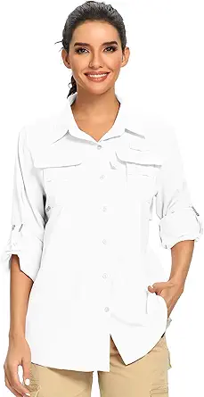 Women's Long Sleeve Shirts UPF 50+ UV Sun Protection Safari Shirt, Outdoor Cool Quick Dry Fishing Hiking Gardening Clothes