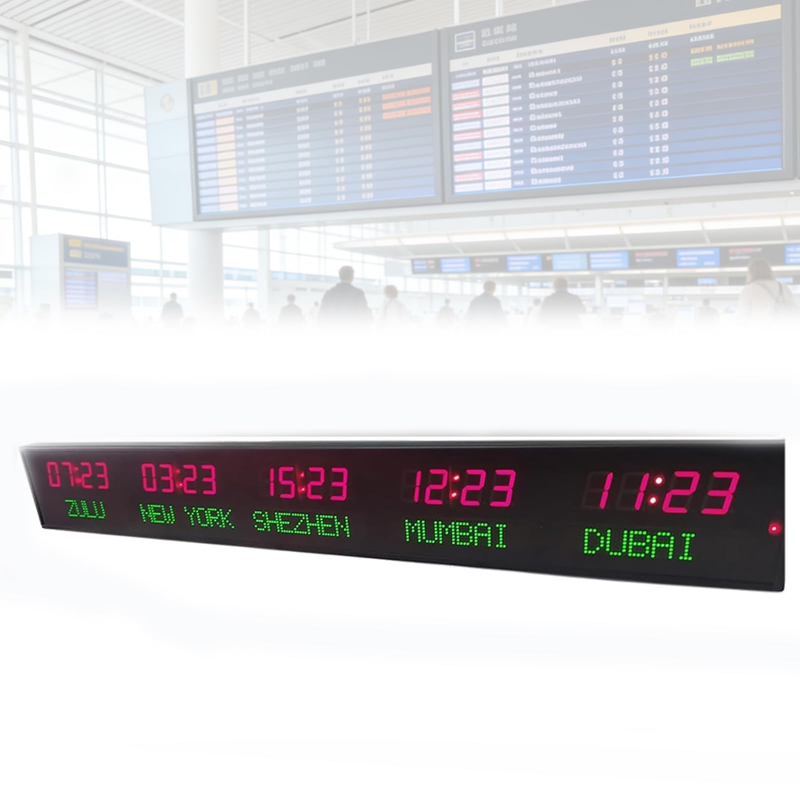World Time Clock - Orologio da parete a LED, luminosità regolabile, multi fuso orario, in lega di alluminio, per uffici aziendali e alberghi