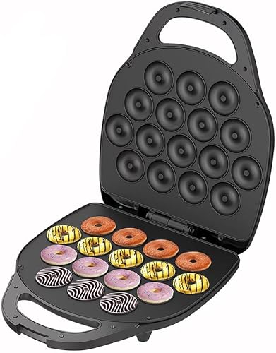 Mini donut maker, 1400w donut maker, puede hacer 16 donas, calefacción de doble cara, sartén antiadherente, adecuado para reuniones familiares,