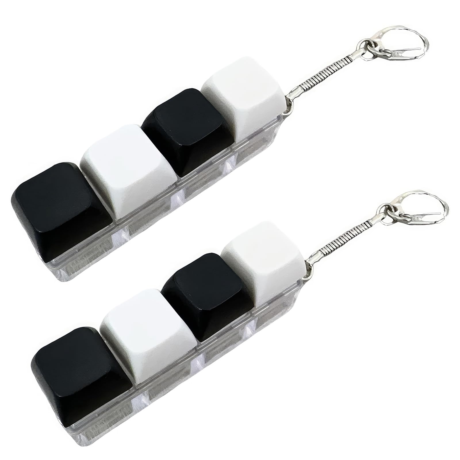 2-Pack Black & White Keyboard Fidget Toy, Stress Relief Fidget Keyboard, Portable Keyboard Fidget Keychain, Office & Travel Fidget Toys, Funny Finger Keyboard Keychain Fidget Toys Without L