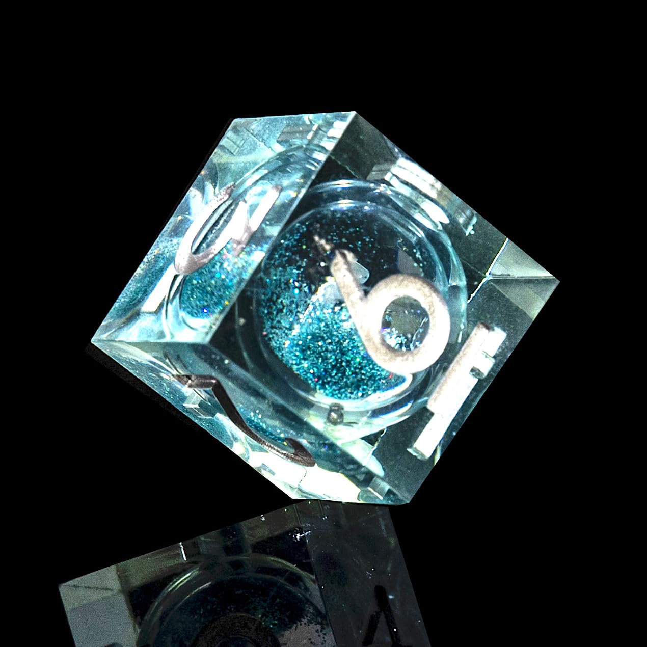 Set di dadi liquidi fatti a mano, con nucleo liquido, palla di sabbia mobile, 7 accessori per giochi di ruolo in resina poliedrica con bordi affilati (color foglia di tè liquido)