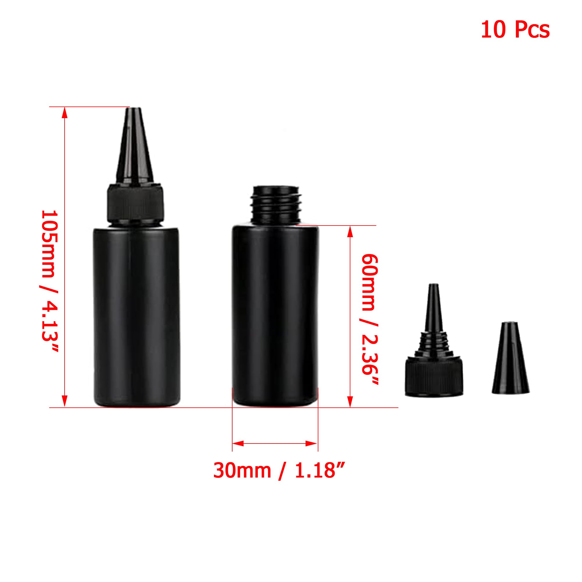 OFOWIN 10Pcs Black Plastic Squeeze Dropper Bottle, 1oz 30ml Small Mouth Dropping Bottles with Cap Empty Squeezable Dispensing Drop Bottles for UV Solvents, Oils, Glue, Paint, Essence, E-liquid,Saline
