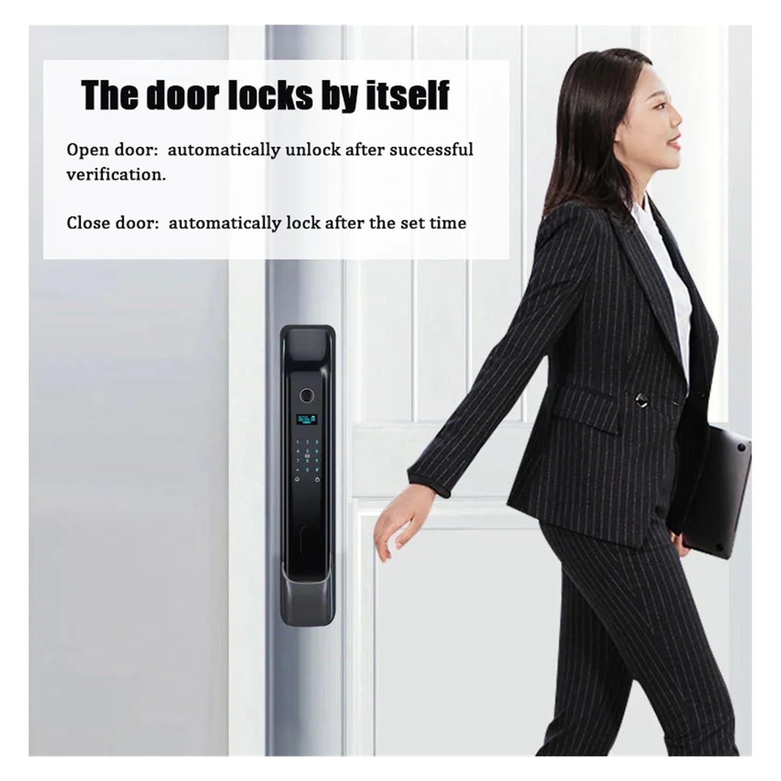 Serratura Smart, Serrature Elettroniche Con Password Digitale APP Il Telecomando Sblocca La Serratura Automatica Intellinte Con Impronta Digitale Con Fotocamera ,Smart Lock Facile da Installare(K1P-Br