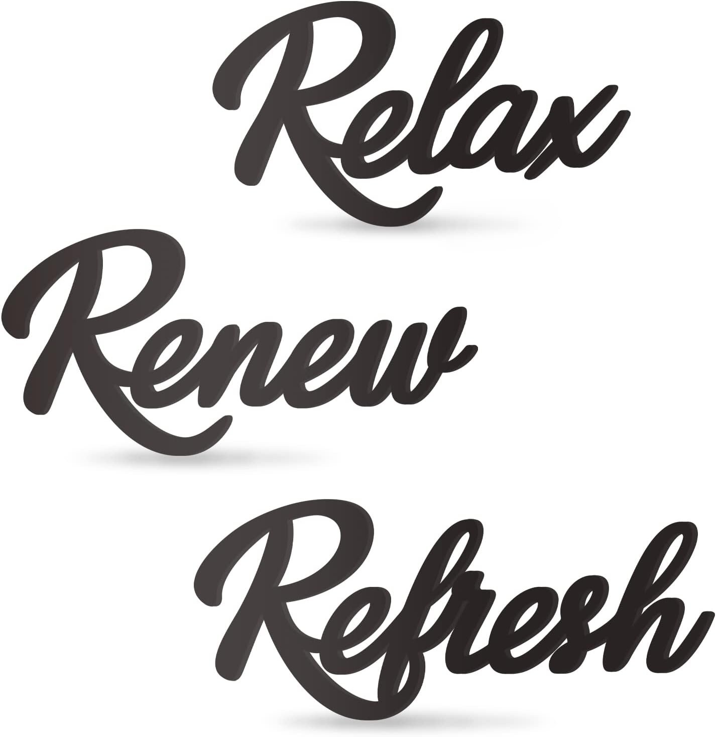 KOYILTD 3 Pieces Bathroom Decor Wooden Bathroom Sign,Relax Renew Refresh Sign (black)