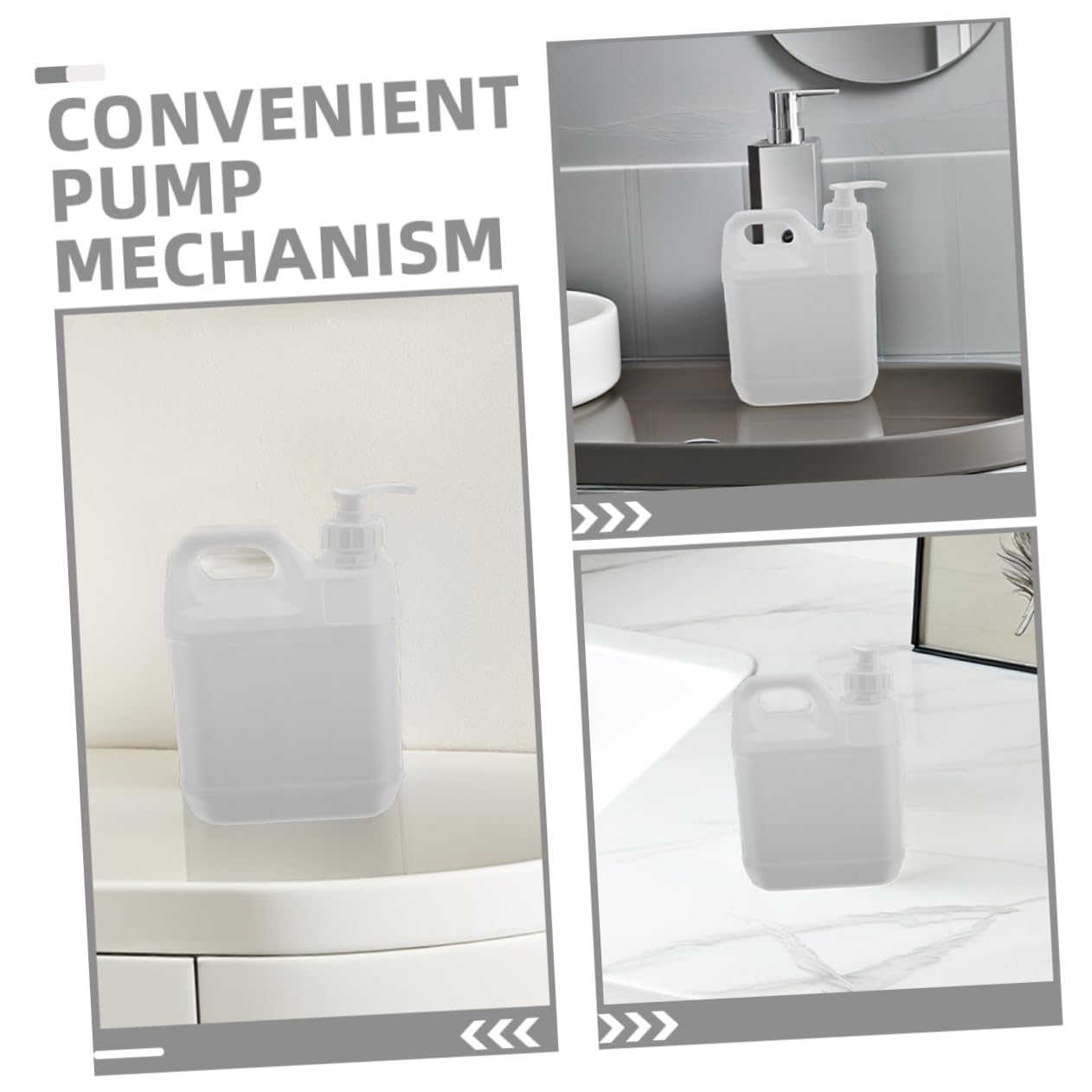WOONEKY Bottiglie con Pompa Ricaricabili per Sapone Doccia e Shampoo, Contenitori Plastica di Colore Chiaro da 3 Pezzi, per Famiglie e Viaggi Lunghi