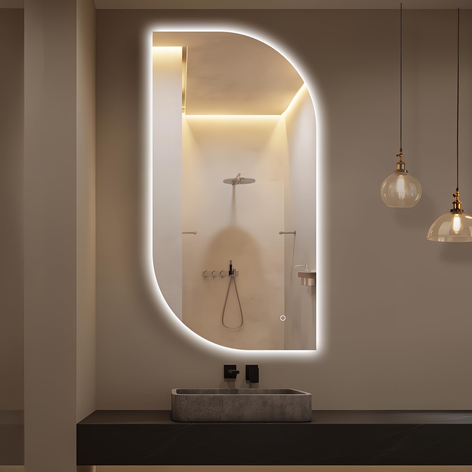 Photo 1 of ***UPDATED 5/15*** LED Bathroom Mirror with Lights, 47x24 Inch Leaf LED Backlit Mirror Irregular, Anti-Fog, Dimmable Light, Asymmetrical Vanity Mirror for Makeup, UL Listed, Room Decor for Bedroom Horizontal/Vertical