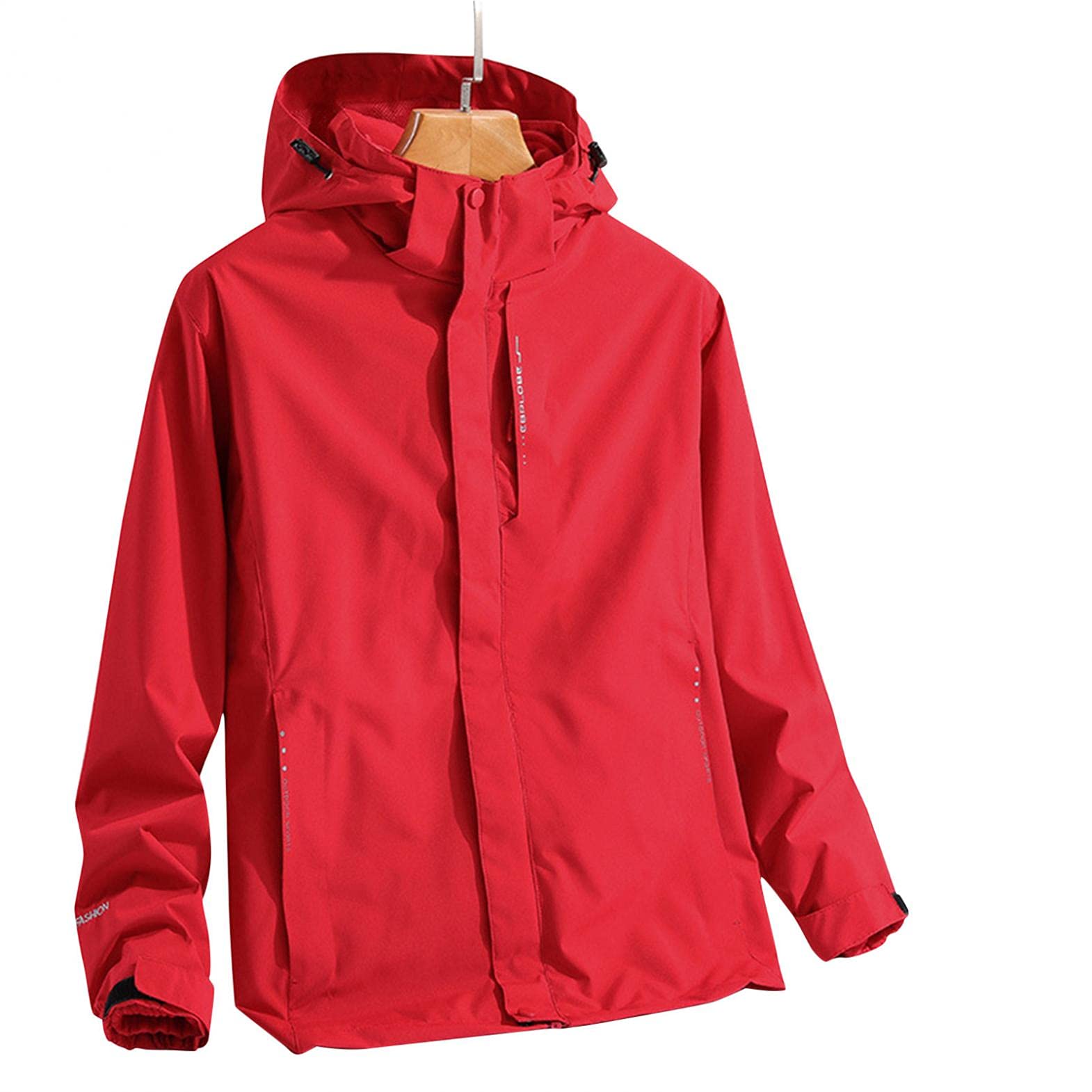 Regenjacken Jacke Herren Outdoor Rain Freizeitjacke Kapuze Regenjacke mit Wasserdichte Faltbarer Hardshell Regenmantel Durchgehendem Reißverschluss Leichte Jacke iFahrradfahren,Wandern