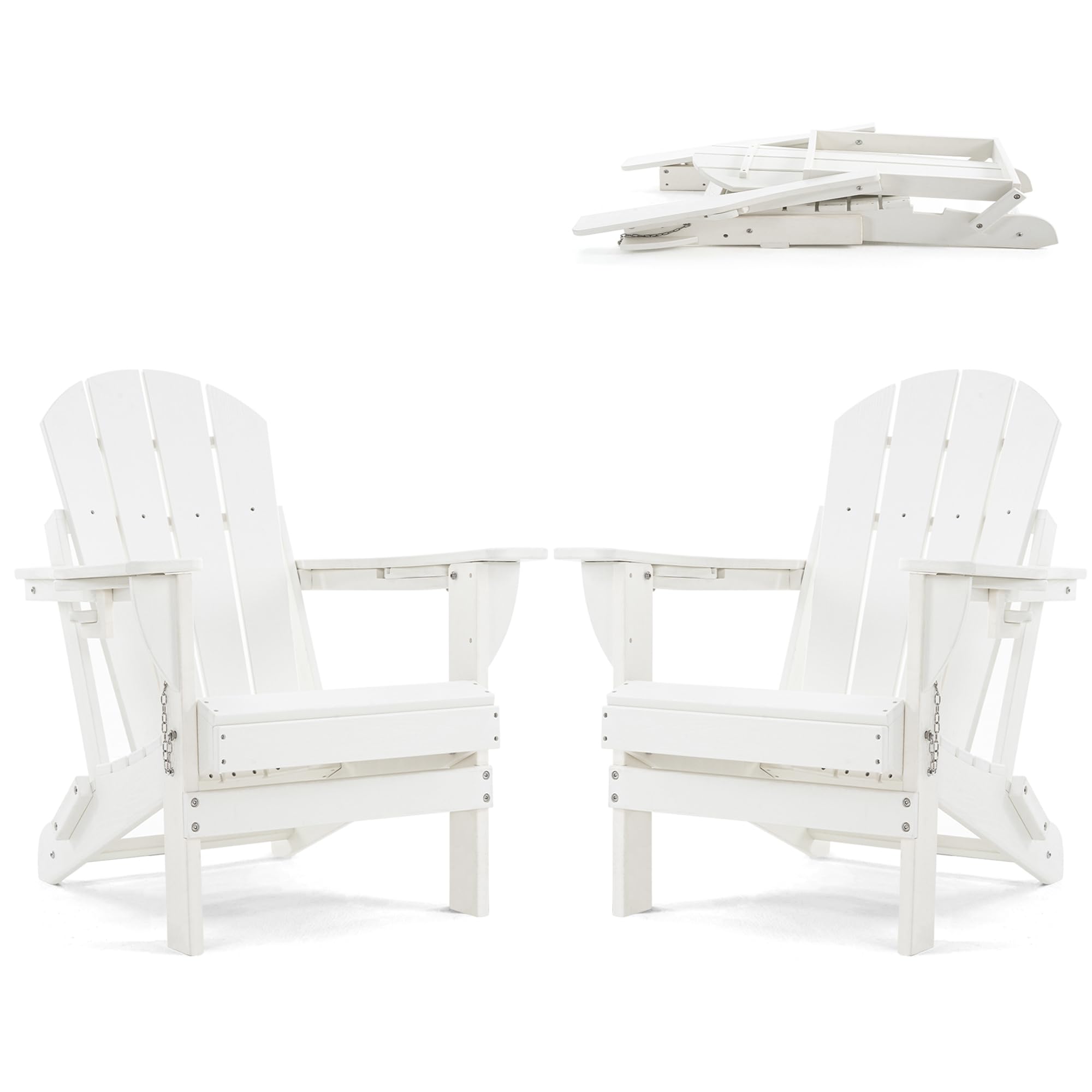 Chaise Adirondack extérieure avec porte-gobelet et support téléphone pour jardin