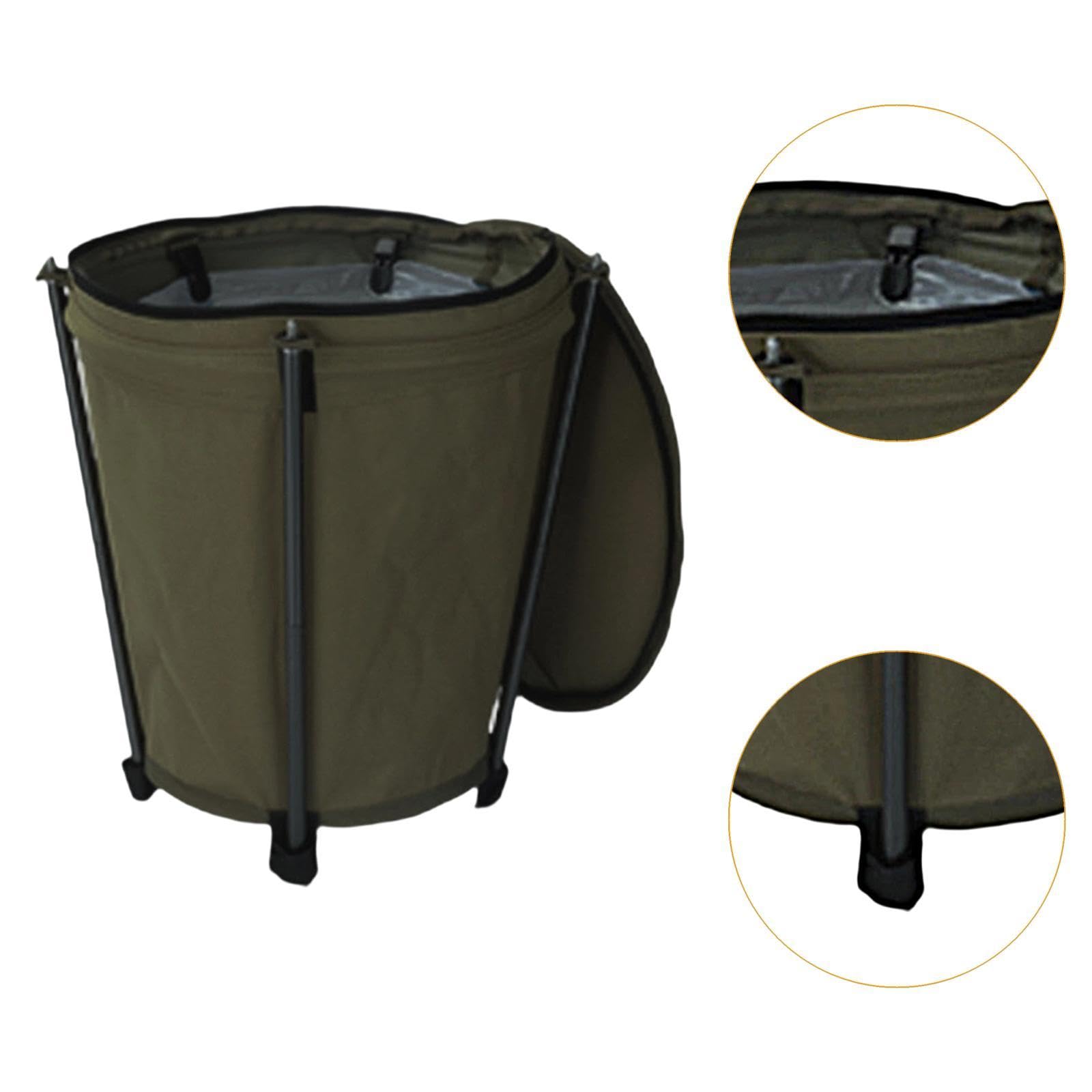 Pattumiera Camping Bidone Spazzatura Cestino Immondizia Contenitore Pieghevole Supporto Robusto Alluminio PVC Poliestere Capacità 20L Adatta per, Verde