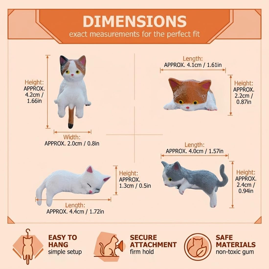 KAHZOR 8 Pezzi Mini Gatti in Resina, Figurine di Gatti per Bambini, Regalo per Compleanno, Festività, Trasloco, Acquisto Auto Nuova, Miniature di Gatti Decorativi - 2