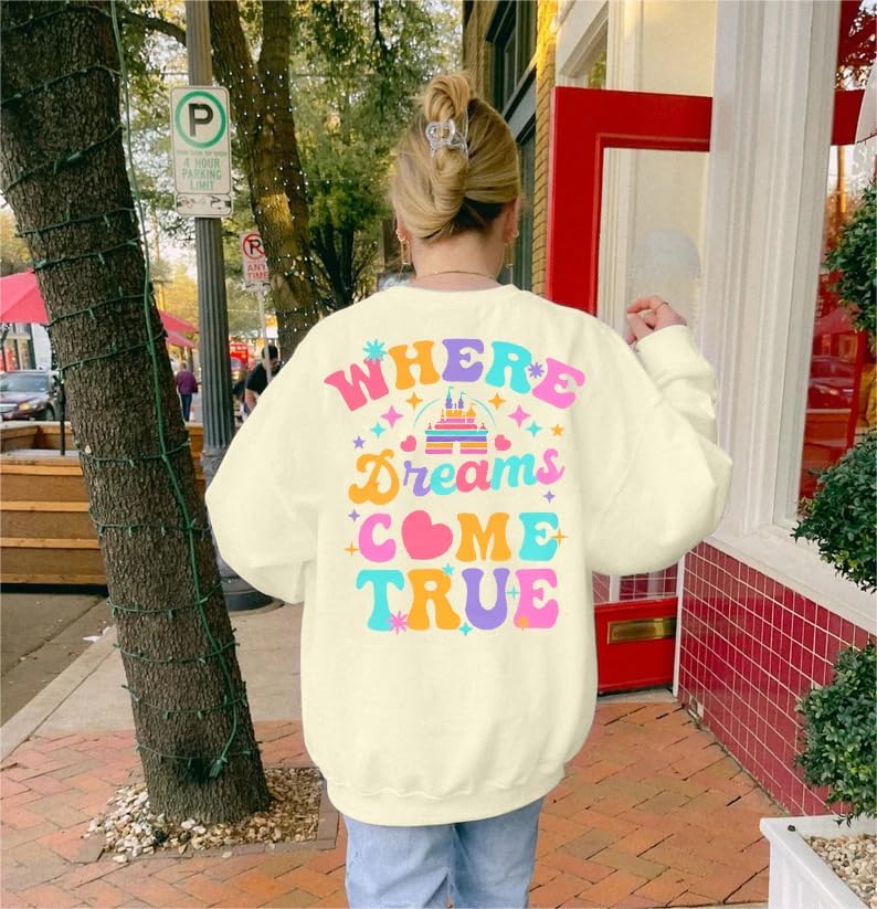 ASTANFY Magic Kingdom Sweatshirt for Women Castle Graphic Sweatshirts Oversized Family Vacation shirts Long Sleeve Pullover - Image 3