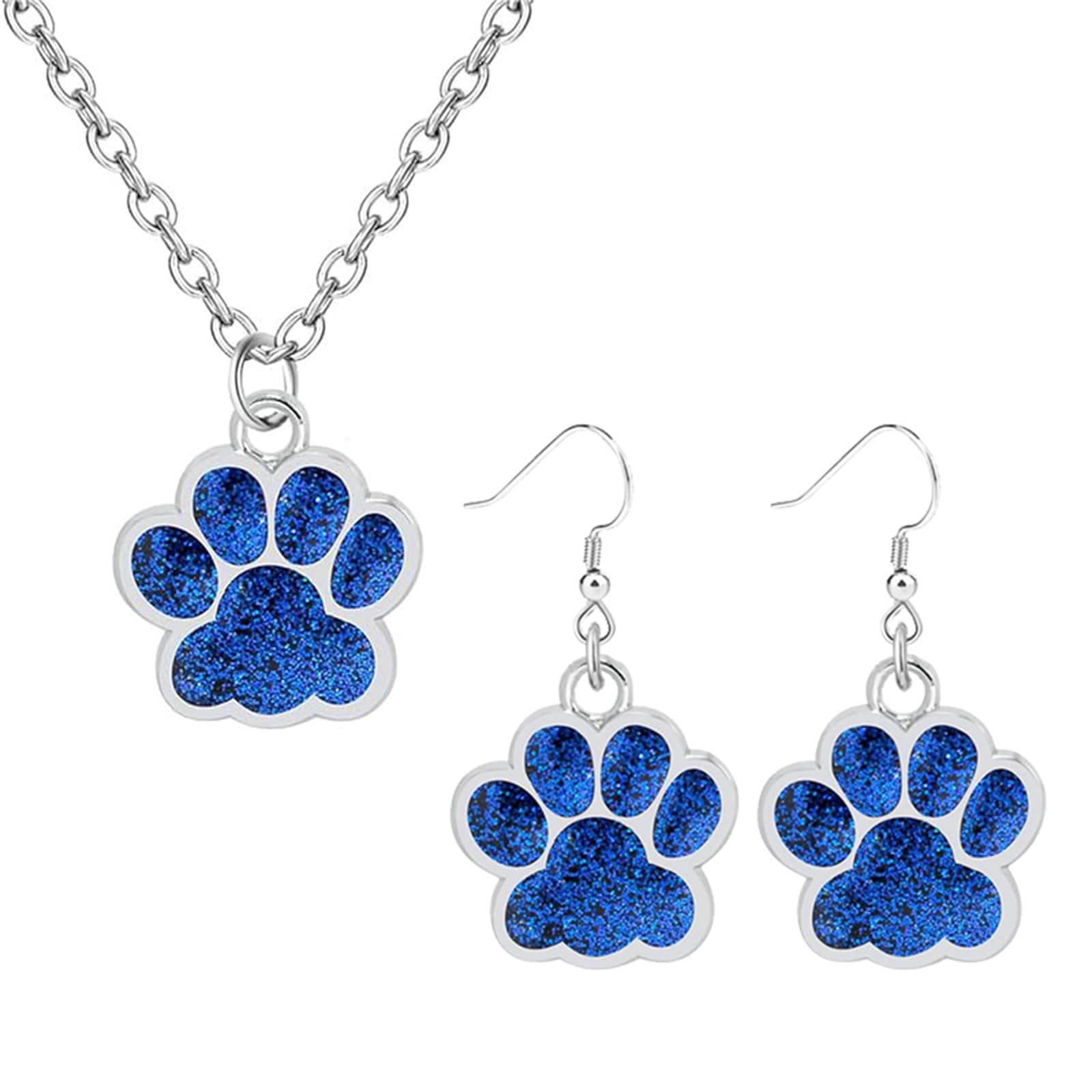 Dreuyetpaw Necklace And Earrings Set For Women Glitter Cute Dog