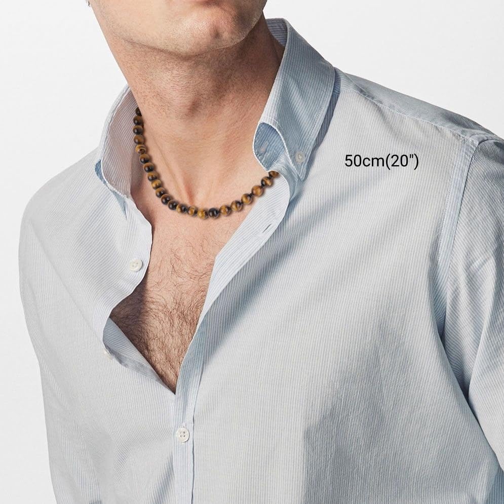 GAVU Hand-knotted Men's Beaded Necklace, Crystal Necklace for Men3