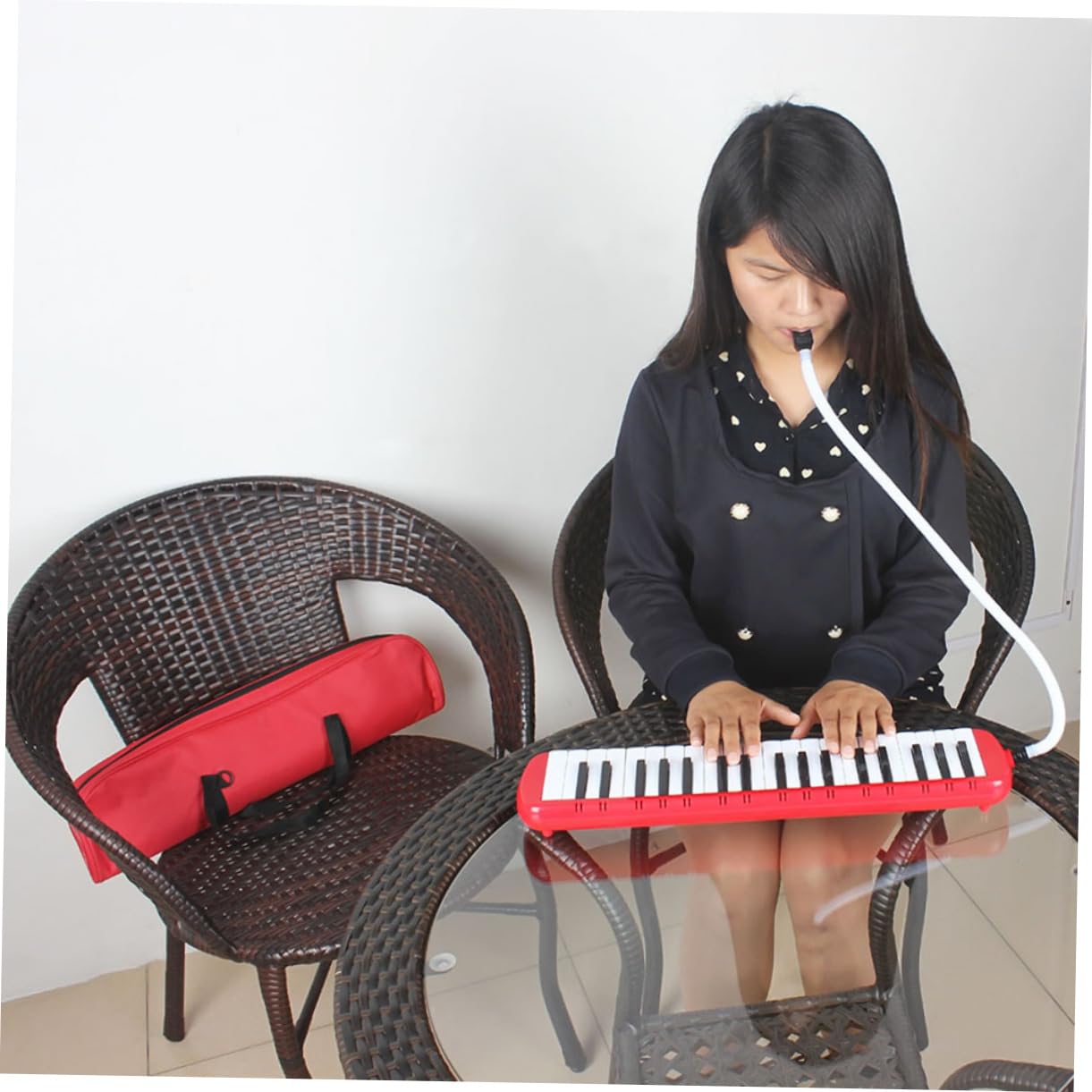 Gatuida Mélodica Touches avec Sac de Transport pour Débutants Instrument de Musique et Pratique Rouge