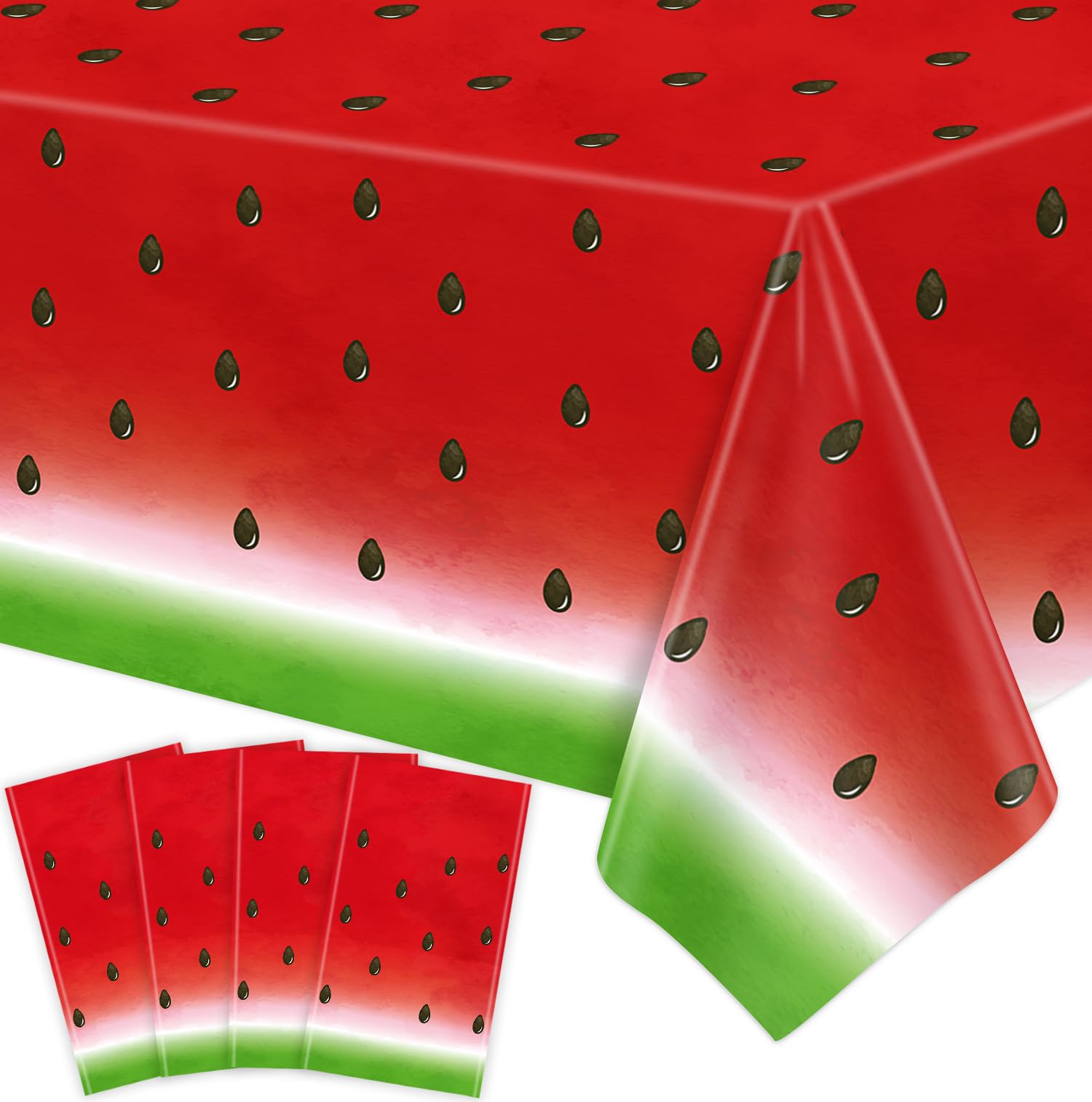 Lote de 4 manteles para fiesta con motivo de sandía manteles con sandías manteles temáticos de sandía artículos para fiestas de cumpleaños con sandías decoración con temática de frutas 220 x 130 cm