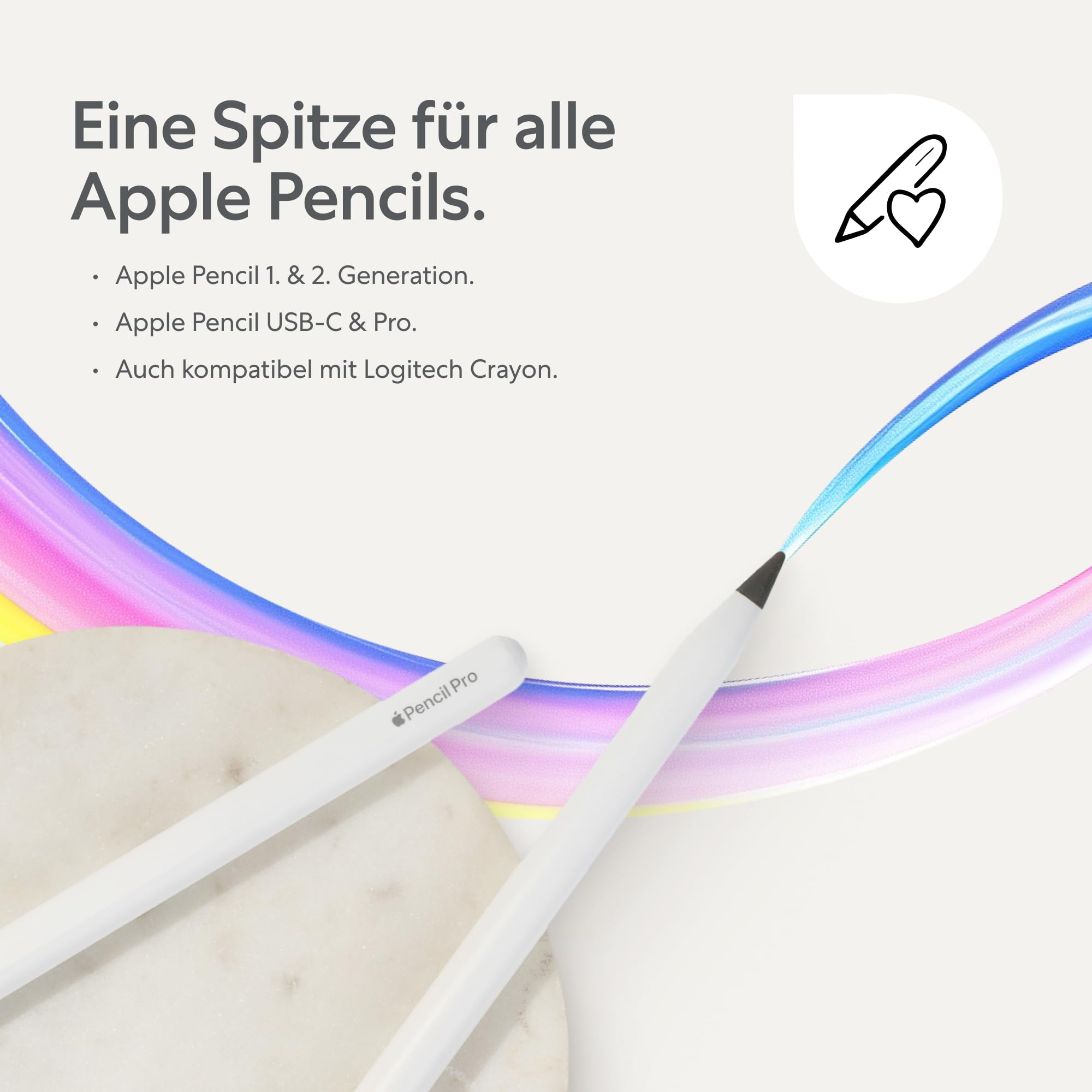 Paperlike® Pencil Tips (4X) für Apple Pencil 1. & 2. Gen, USB-C & Pro – 10x haltbarer, dezent mehr Kontrolle auf Bildschirmfolien mit Papiergefühl