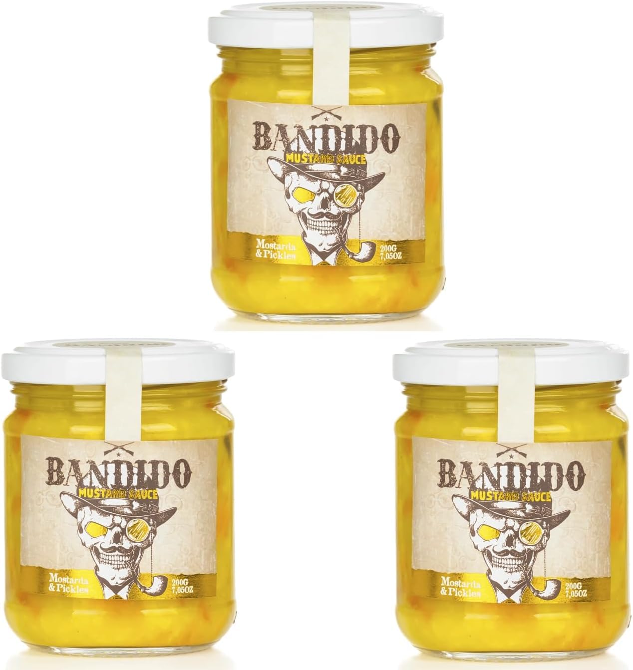 Mostaza Bandido con Pepinillos 200 g Crema de Mostaza Gourmet con Verduras Encurtidas Portugal