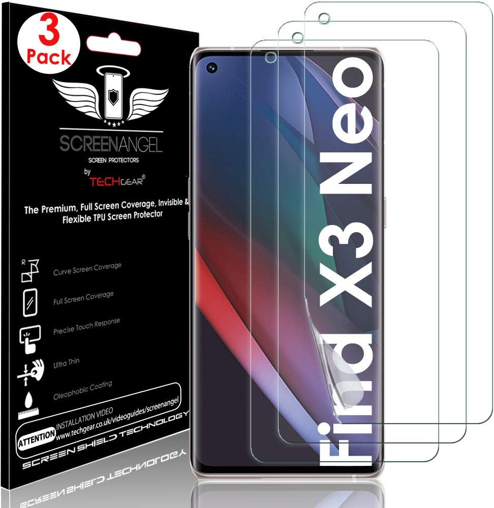 [3 Pack Screen Protector fits Oppo Find X3 Neo 5G [Screen Angel Edition] [Case Friendly] [Bubble Free] [FULL Screen Coverage] HD Clear Flexible TPU Film