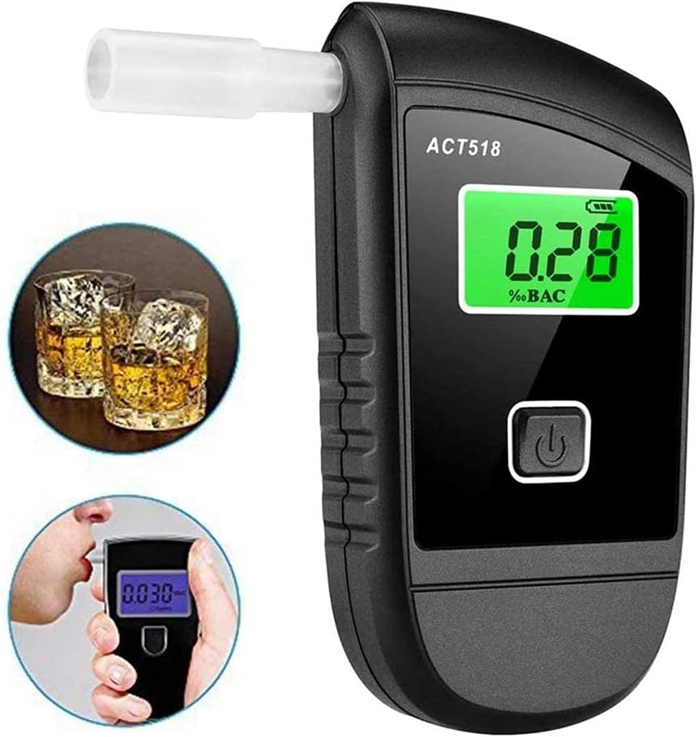 Breath Alcohol Tester for Personal & Professional Use, Breathalizer for Alcohol with 4 Mouthpieces for Drivers Or Home Use