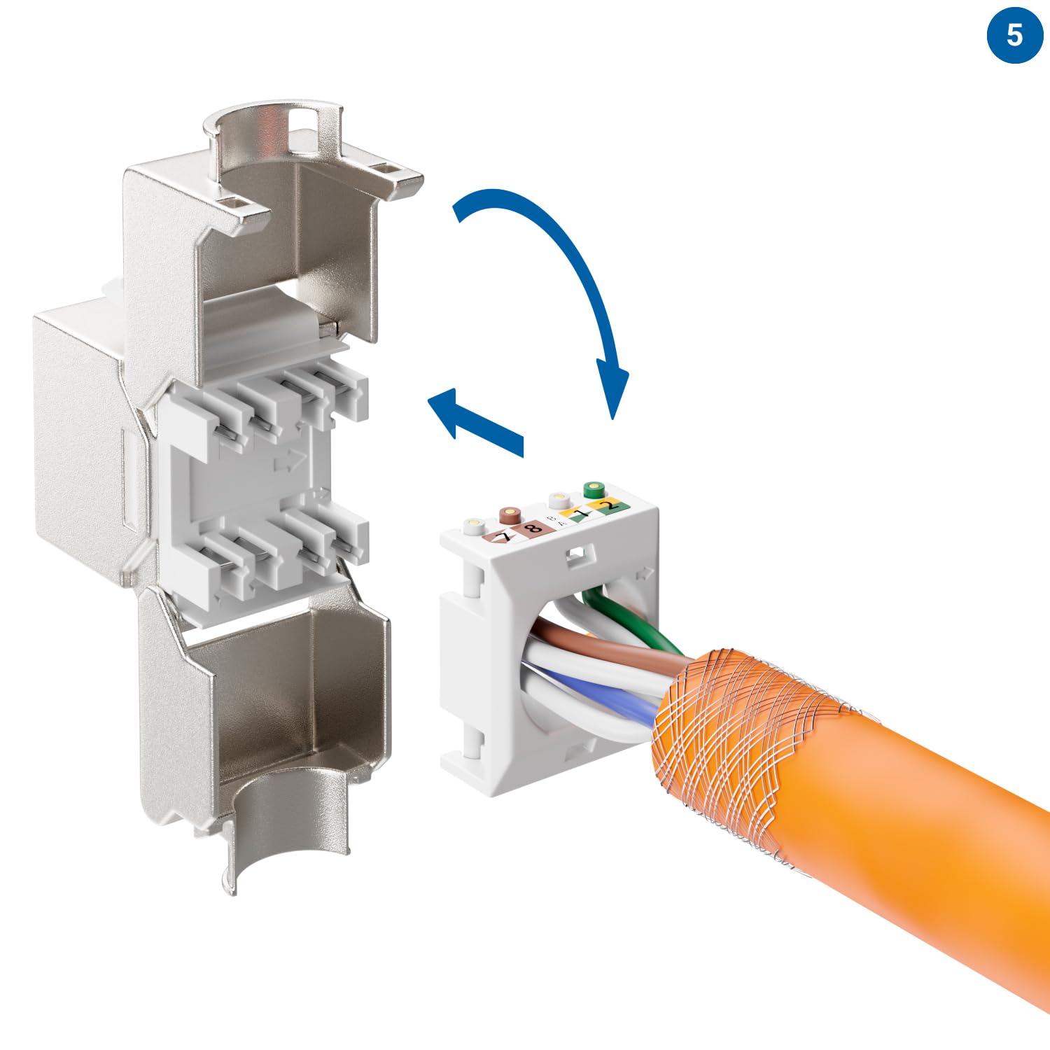 deleyCON 24x Modulo Keystone RJ45 Senza Utensili (10 Gbit/s, 500 MHz) LSA Completamente Schermato STP - Presa LAN per Cavi Patch Ethernet CAT8 CAT7 CAT6 CAT5, per Scatola a Muro e Patch Panel
