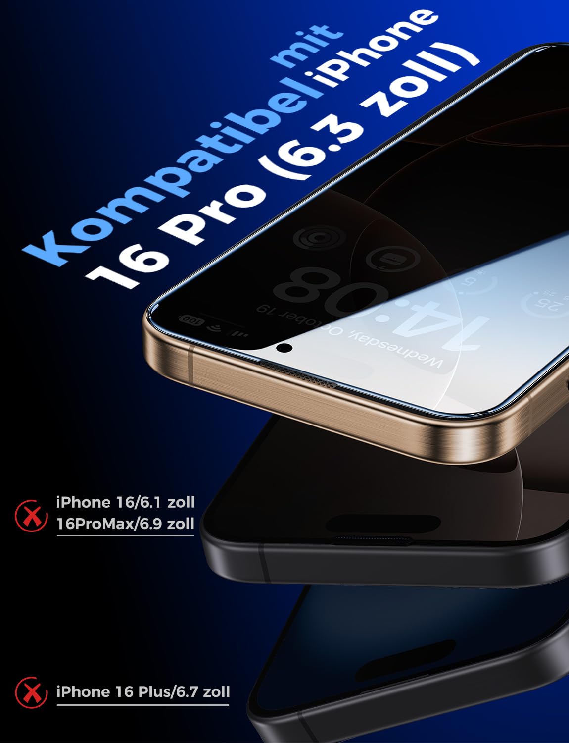 MAGIC JOHN 2 Pack For IPhone 16 Pro Tempered Glass Screen 4 thumbnail image