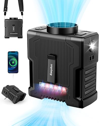 Miniatura 8 de EasyAcc Ventilador portátil AI de 10000 mAh con clip de cintura, flujo de aire fuerte máximo mejorado de 20000 RPM, tiempo de trabajo de 10 a 24