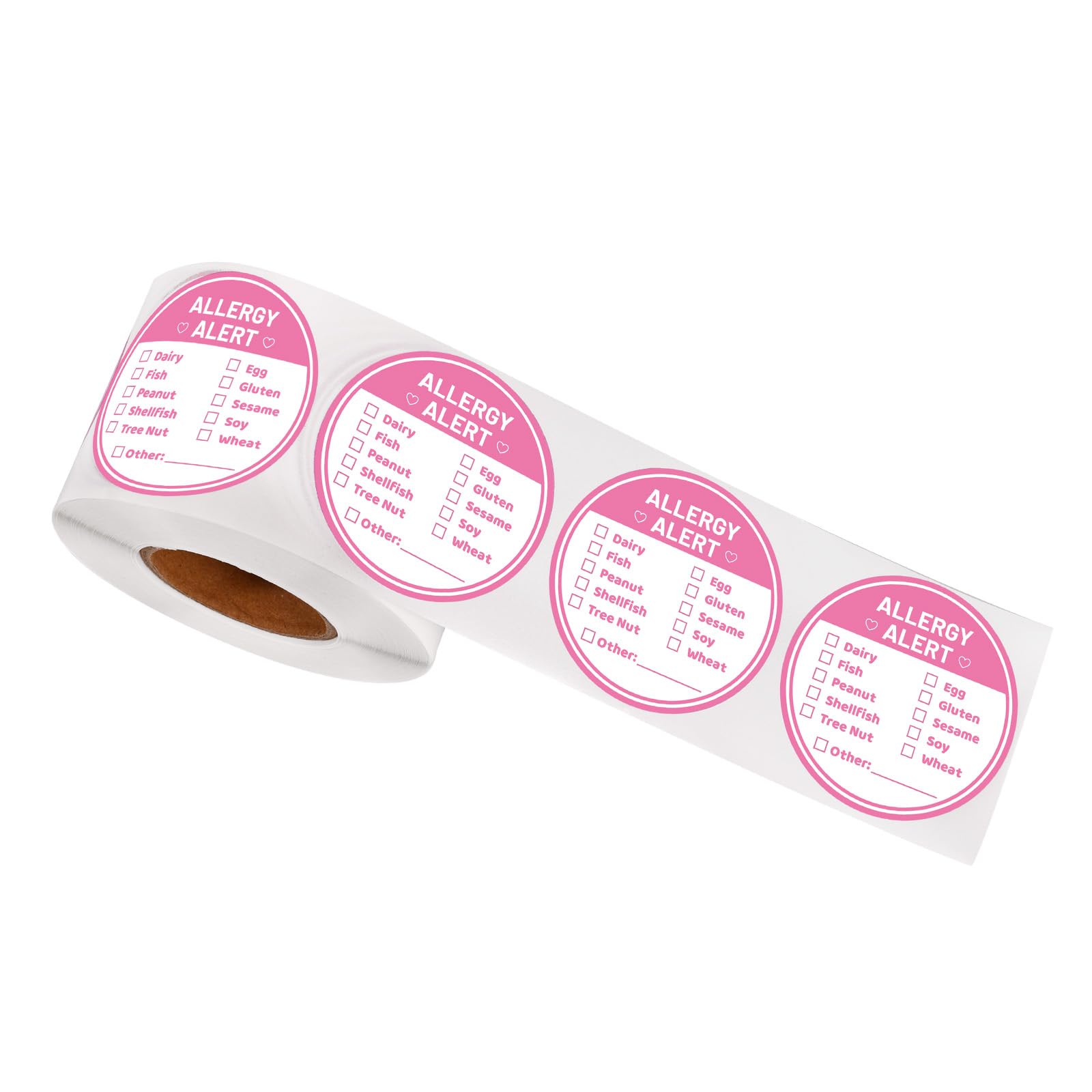 500pcs Allergy Alert Stickers, Circular Food Ingredient Allergy Stickers with Top 10 Allergen List for Kitchen School Restaurant Bakery Cookie Food Safety Warning Labels