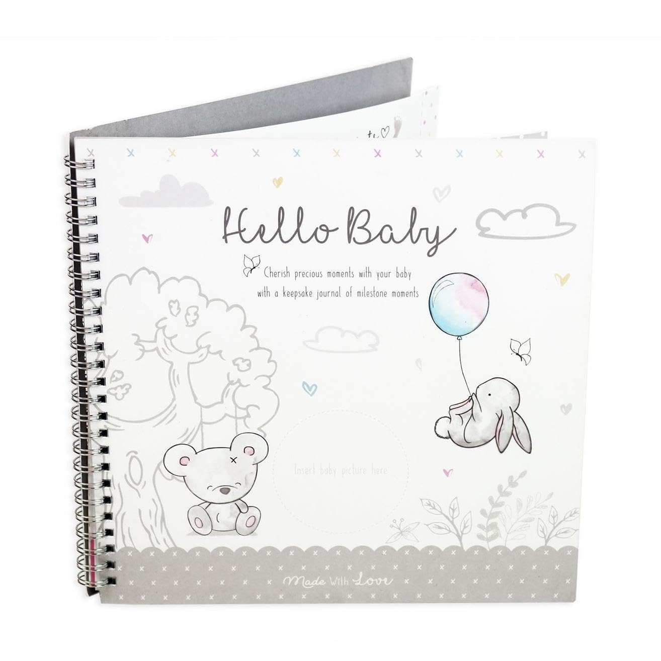 Yöl Grey Baby Memory Journal Keepsake Book Milestone Photobook Gender Neutral Diary Gift New Born Baby Shower