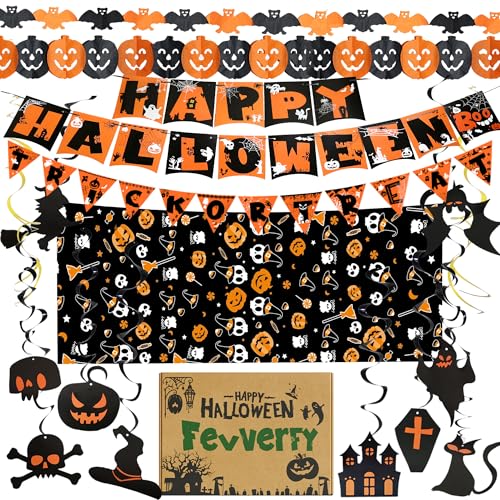 Wiederverwendbare Halloween-Dekorationen, Halloween-Party-Dekoration, für den Innenbereich, Trick or Treat Banner, Girlande, hängende Dekorationen mit Geschenkbox