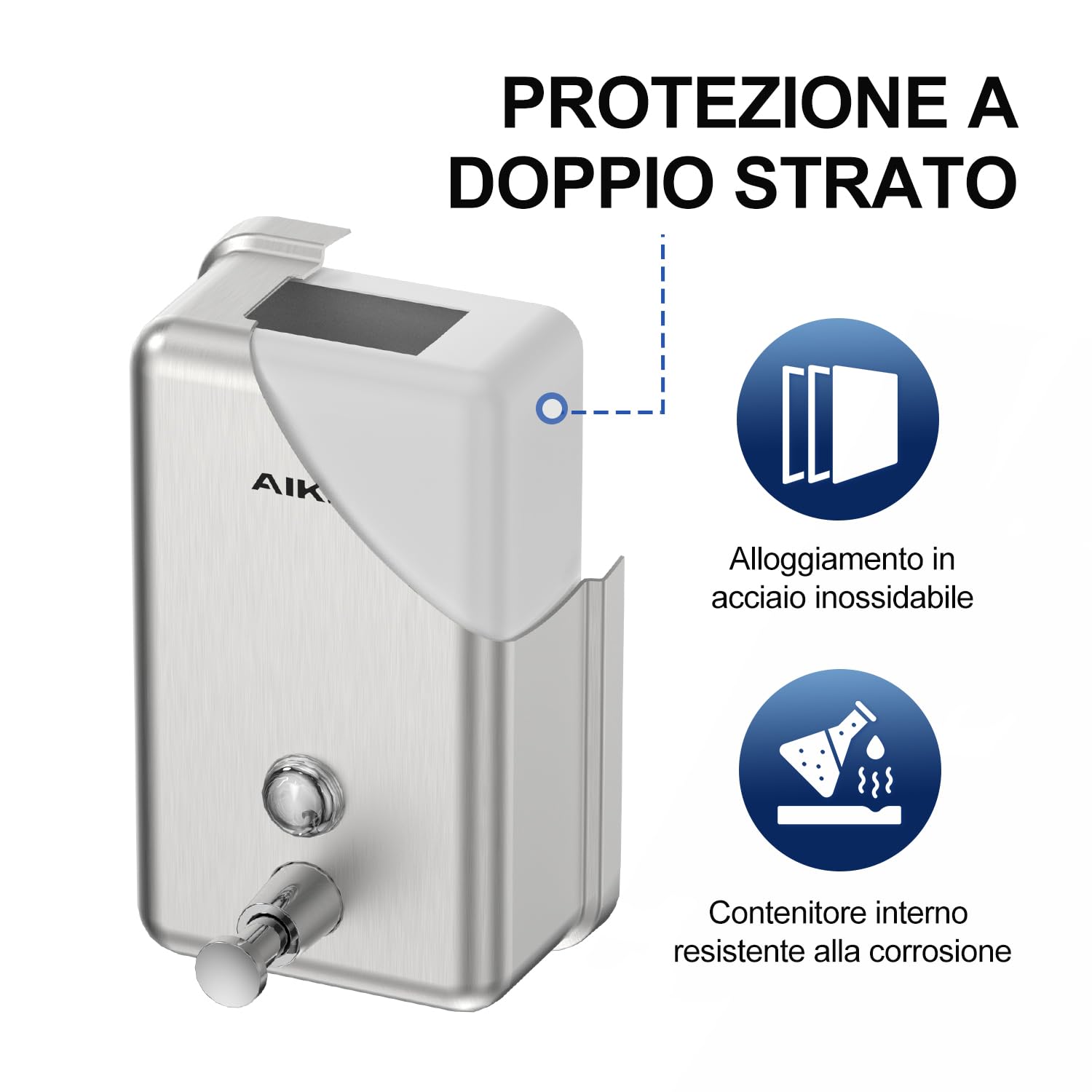 Dispenser Sapone Da Parete Hovea 500ml - Acciaio Inox, Design Vintage, Per Bagno E Cucina - Foto 13