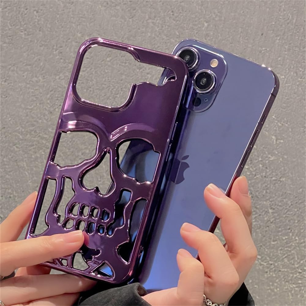Custodia IPhone 13 Pro Max Con Teschio 3D – Design Cavo In Metallo, Antiurto, Morbida E Intagliata - 6