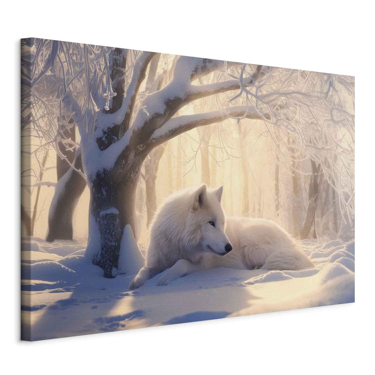 decomonkey Canvas Print Wolf in winter 23.6" x 15.7" / 60 x 40 cm 1-piece canvas prints Picture on canvas Wall art Art print decoration Living room Wolf Winter Snow Nature Animals