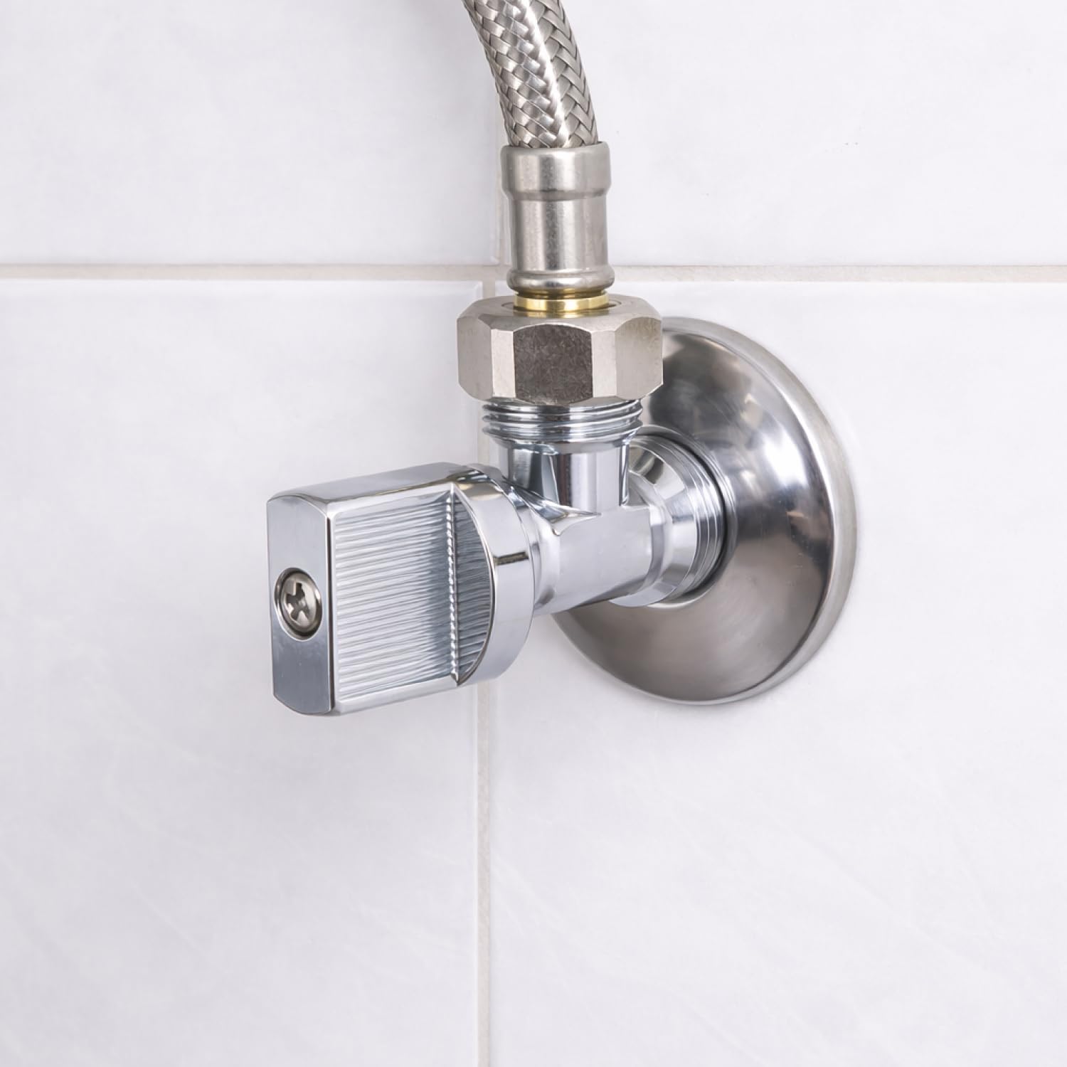 FLUVIA Llave de Paso de Agua 1/2" x 3/8" (Pack 2 Unidades) – Llave de Escuadra de Latón Resistente, Válvula de Ángulo para Baño, Cocina, WC, Uso Doméstico y Profesional — view 5