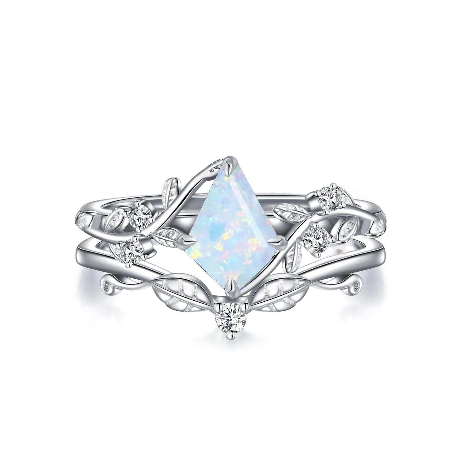 Luyona Natural Moss Agate Ring for Women 925 Sterling Silver Pear/Oval/Kite/Heart/Hexagon/Emerald/Coffin Cut Green Leaf Moss Agate Engagement Ring